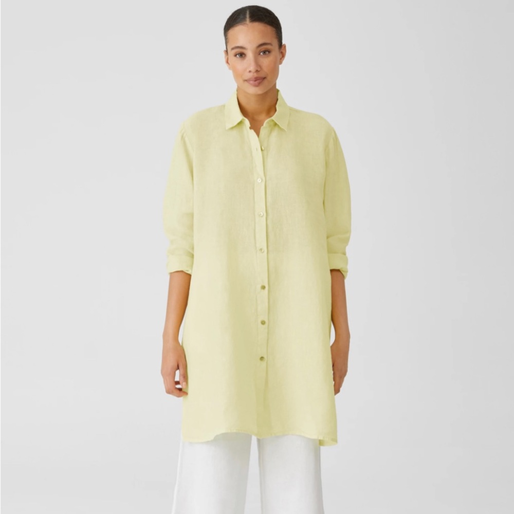Garment-Dyed Organic Handkerchief Linen Long Shirt